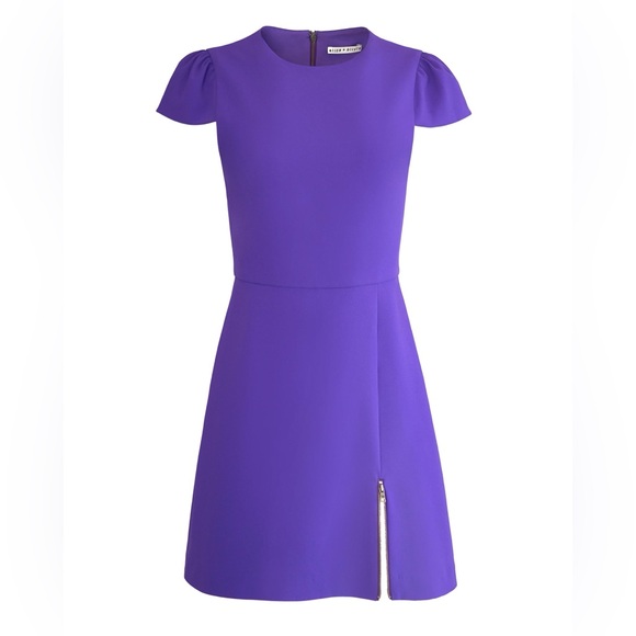 Alice + Olivia Maya Asymmetrical Zip Mini Dress in Eggplant